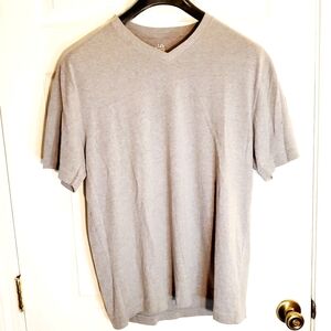 John Ashford Gray Mens LARGE L Short Sleeve V-NECK Easy-Care T-Shirt CLEAN NEW